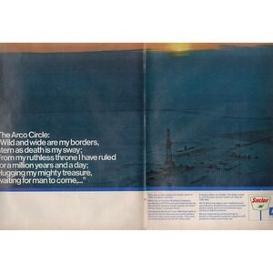 Sinclair ARCO The Arco Circle Alaska Oil Centerfold Robert Service Print Ad 1970